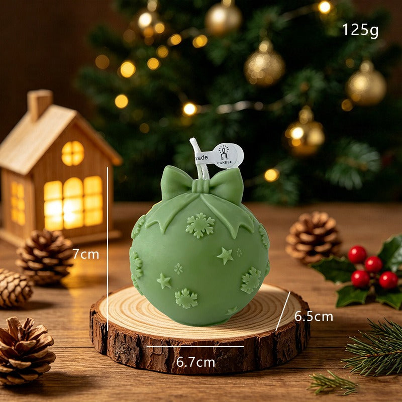 Christmas Ball Candle Holiday Ornament Decor Festive Tabletop Accent