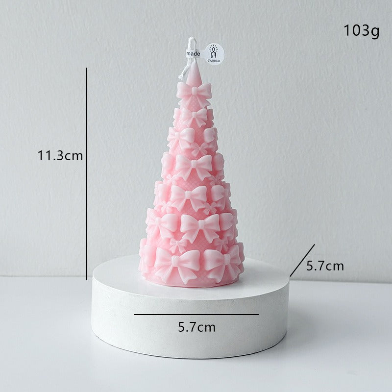 Bow Christmas Tree Candle Decorative Candle Holiday Home Decor