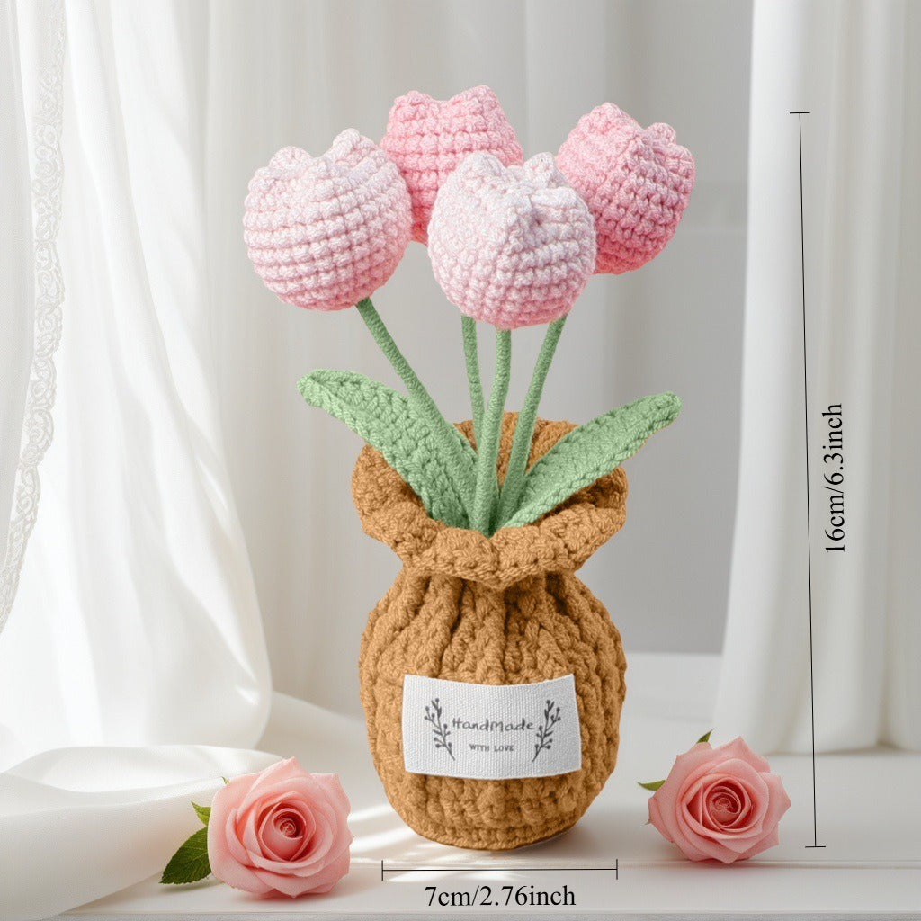 Handmade Crochet Floral Vase Bouquet Table Decor Home Decor