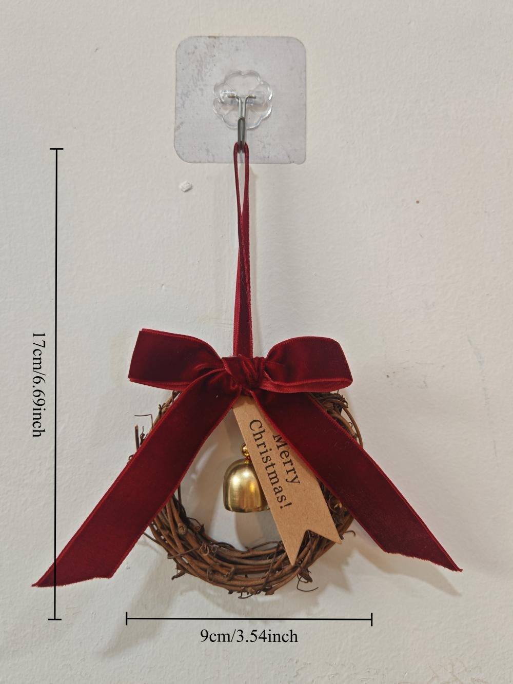 Wooden Christmas Wreath Hanging Ornament Holiday Tree Decor