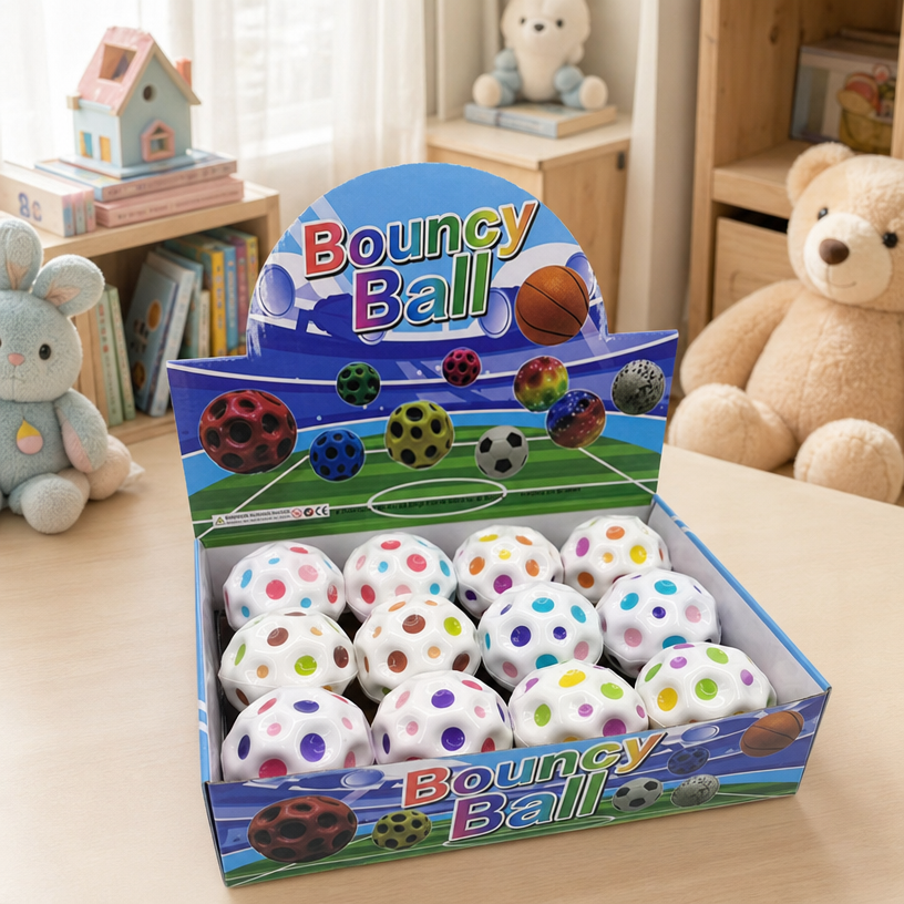 Colorful Hollow Bounce Ball Elastic Sensory Toy