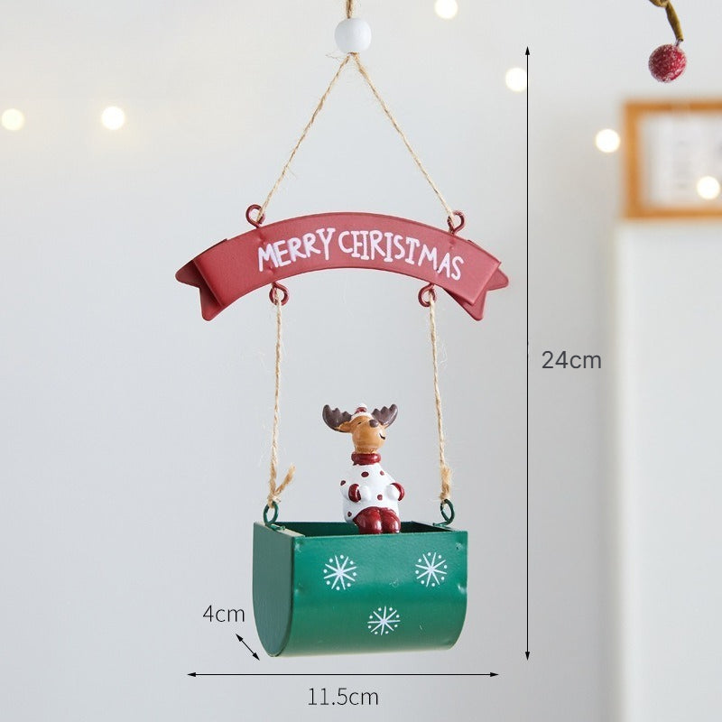 Christmas Metal Hanging Decorations Santa Snowman Reindeer