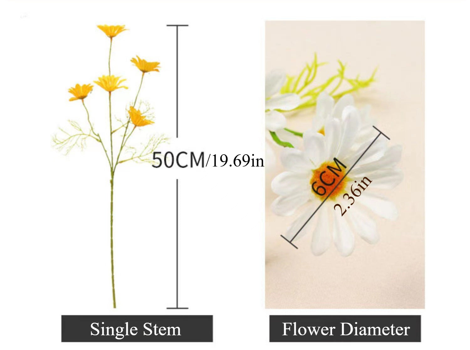 Faux Daisy Flower Stem Chamomile Floral Decor