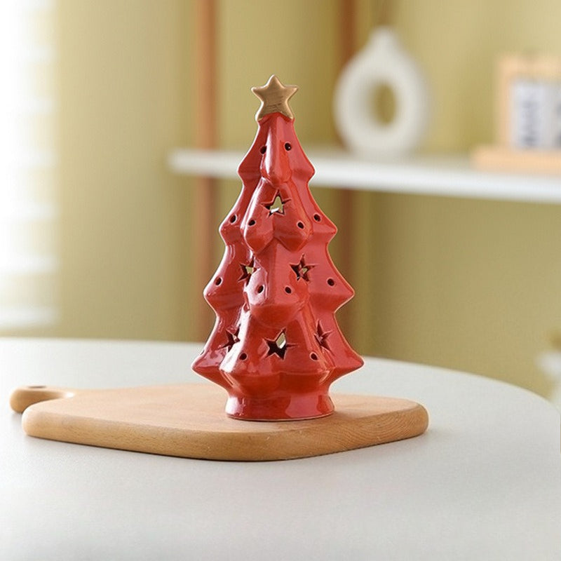 Ceramic Christmas Tree LED Night Light Holiday Table Decor