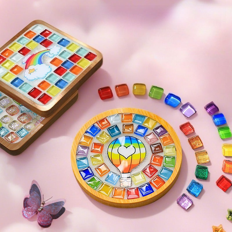DIY Mosaic Coaster Craft Kit Kids Puzzle Art Set