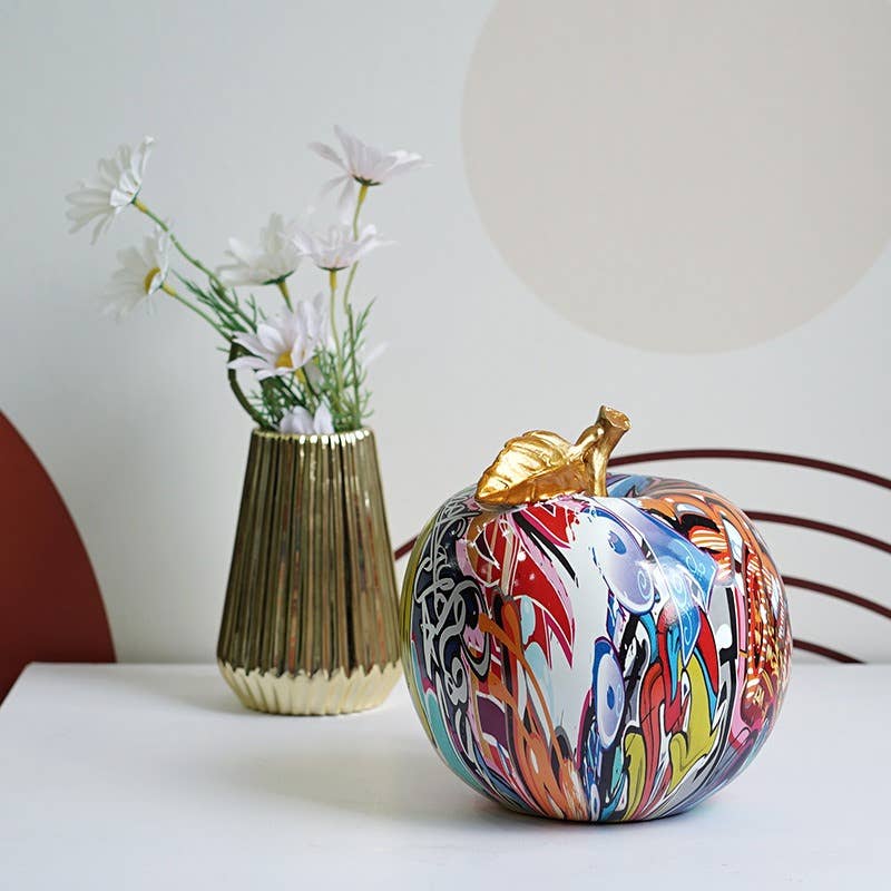 Graffiti Design Resin Apple Figurine Creative Home Decor