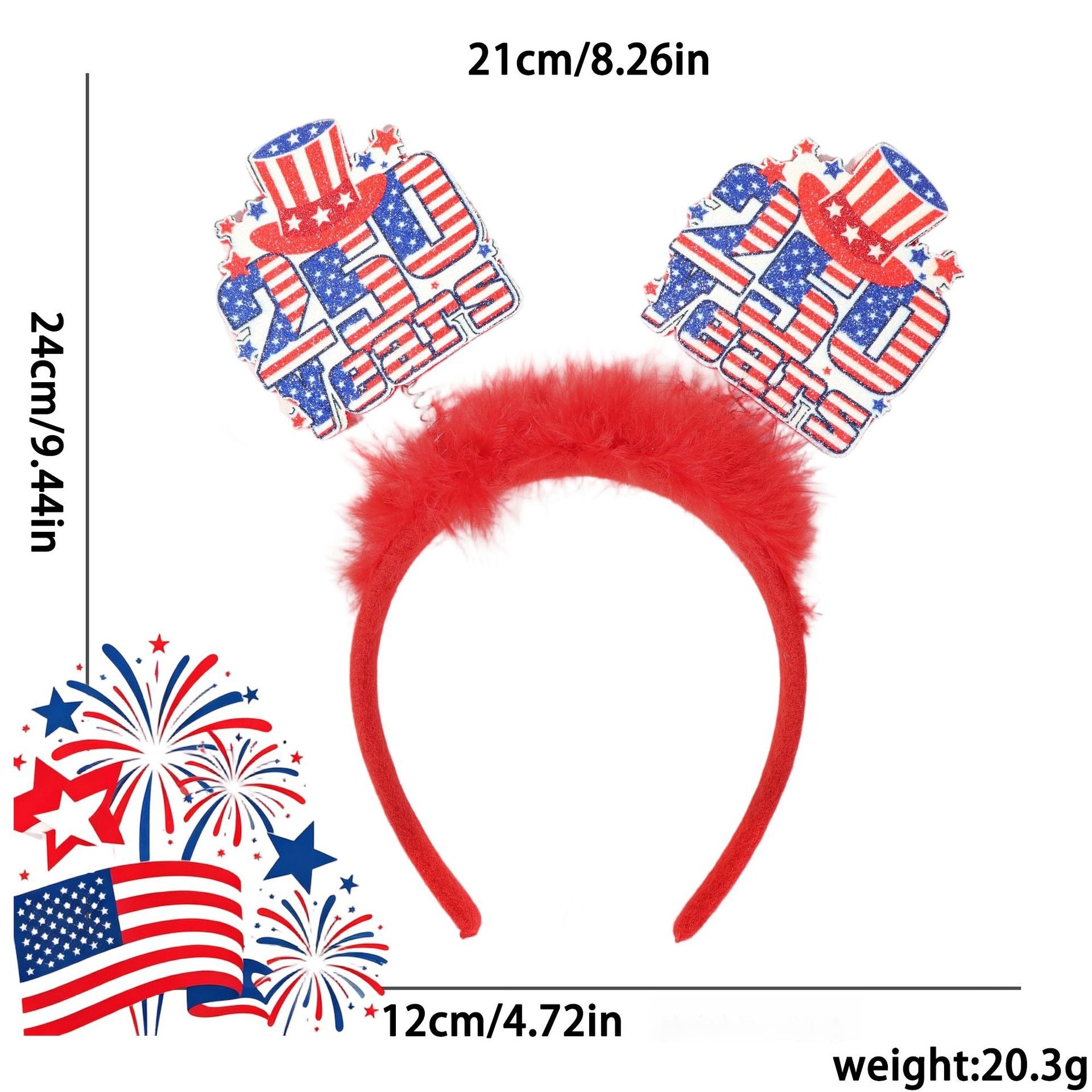 4th of July Patriotic 250th Anniversary Red White Blue Headband