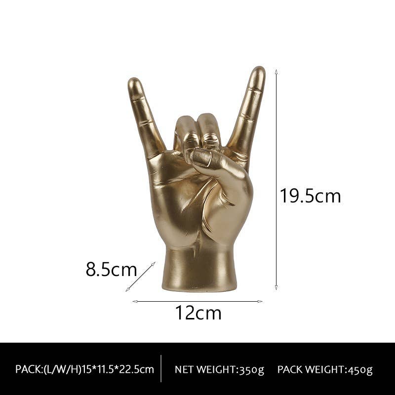 Rock Hand Gesture Resin Sculpture Modern Home Decor