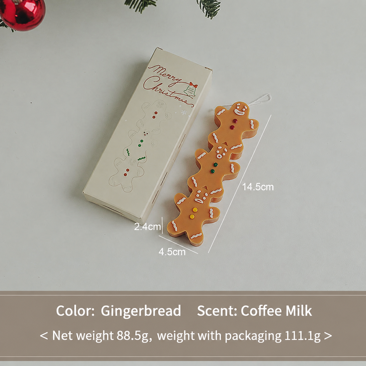 Christmas Gingerbread Man Shaped Scented Candle Holiday Decor