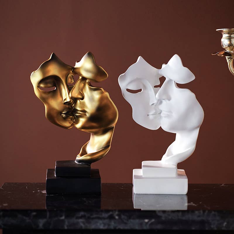 Abstract Couple Resin Sculpture Silence is Golden Home Decor