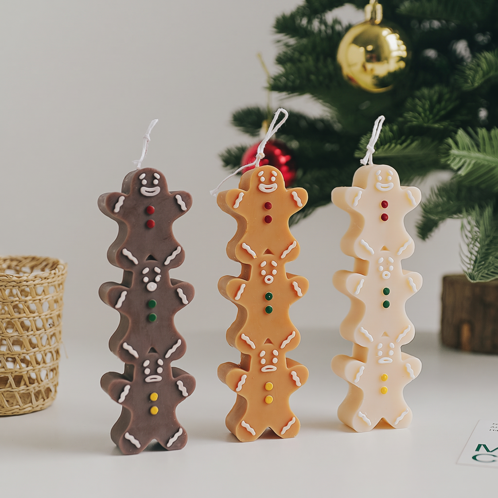Christmas Gingerbread Man Shaped Scented Candle Holiday Decor