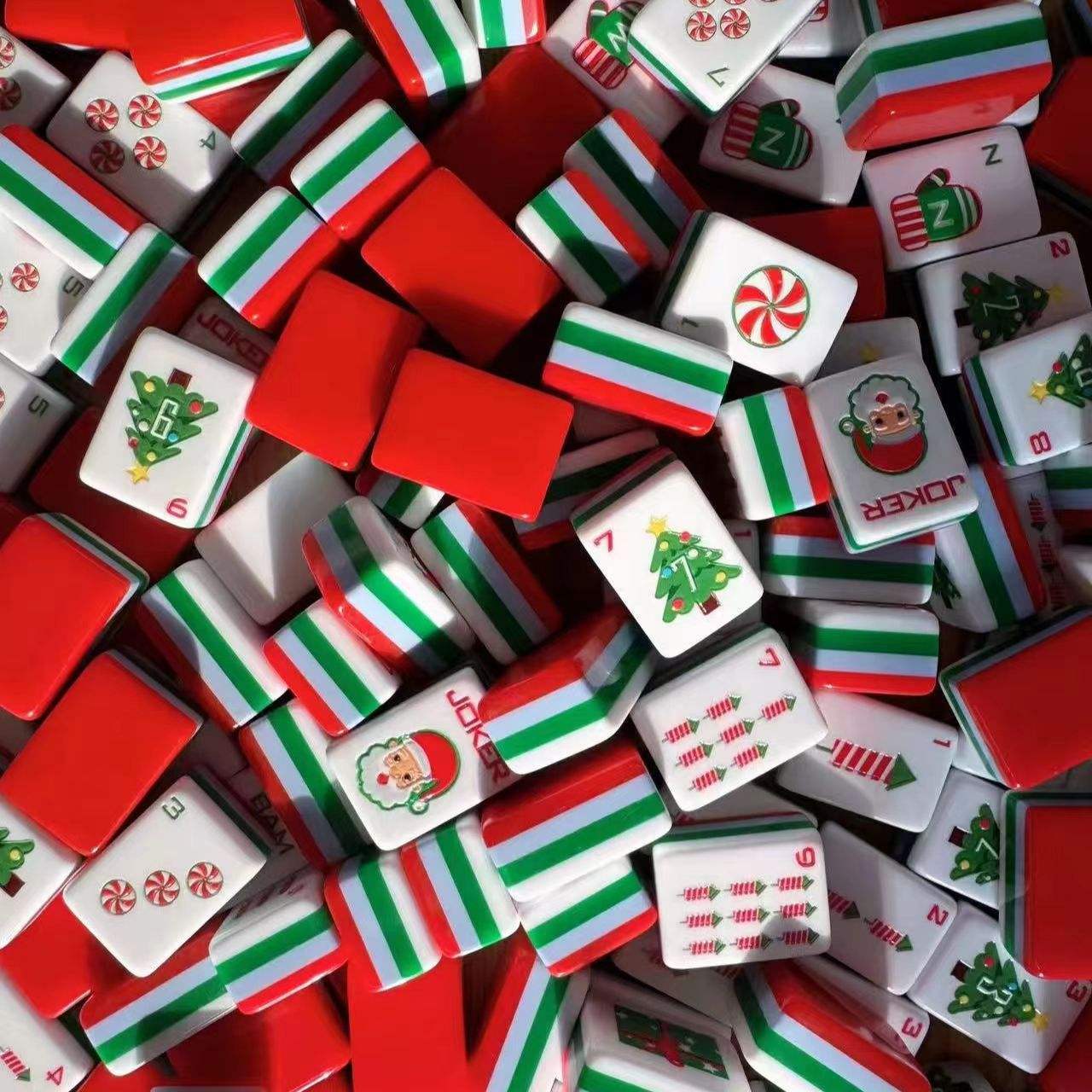 Christmas Themed Mahjong Set Acrylic Mahjong Tiles