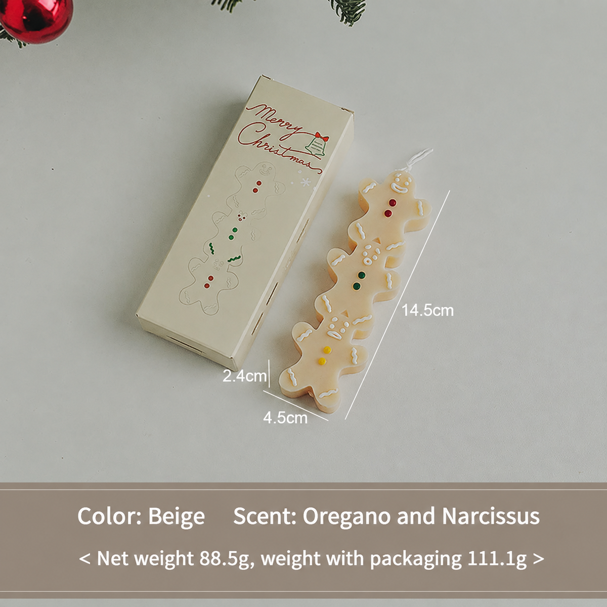 Christmas Gingerbread Man Shaped Scented Candle Holiday Decor