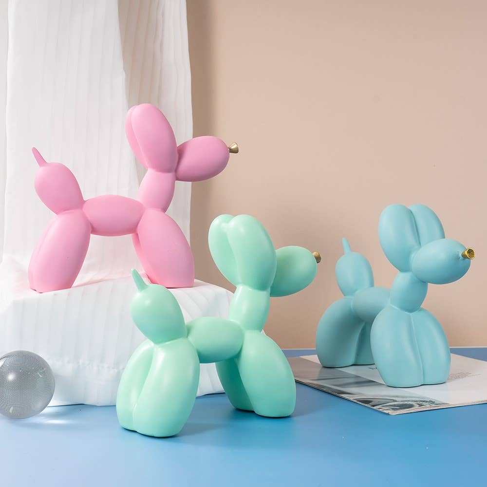 Balloon Dog Resin Figurine with Gold Nose Cute Home Decor