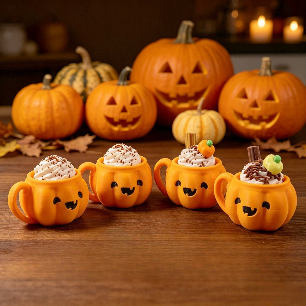 Halloween 3D Printed PLA Pumpkin Cup Keychain Fidget Charm