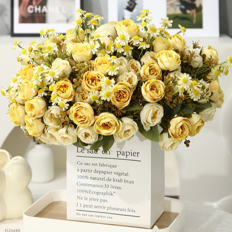 Silk Peony Floral Arrangement Faux Flowers Home Decor
