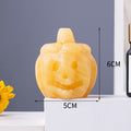 Natural Golden Soapstone Carved Pumpkin Figurine Decor