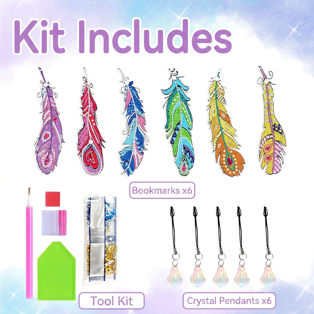 DIY Diamond Painting Bookmark Kit Crystal Pendant Craft Set