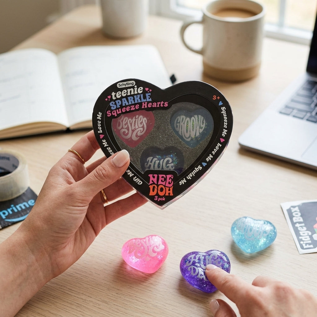 Glitter Heart Squishy Set Soft Stress Relief Toy Gift Set