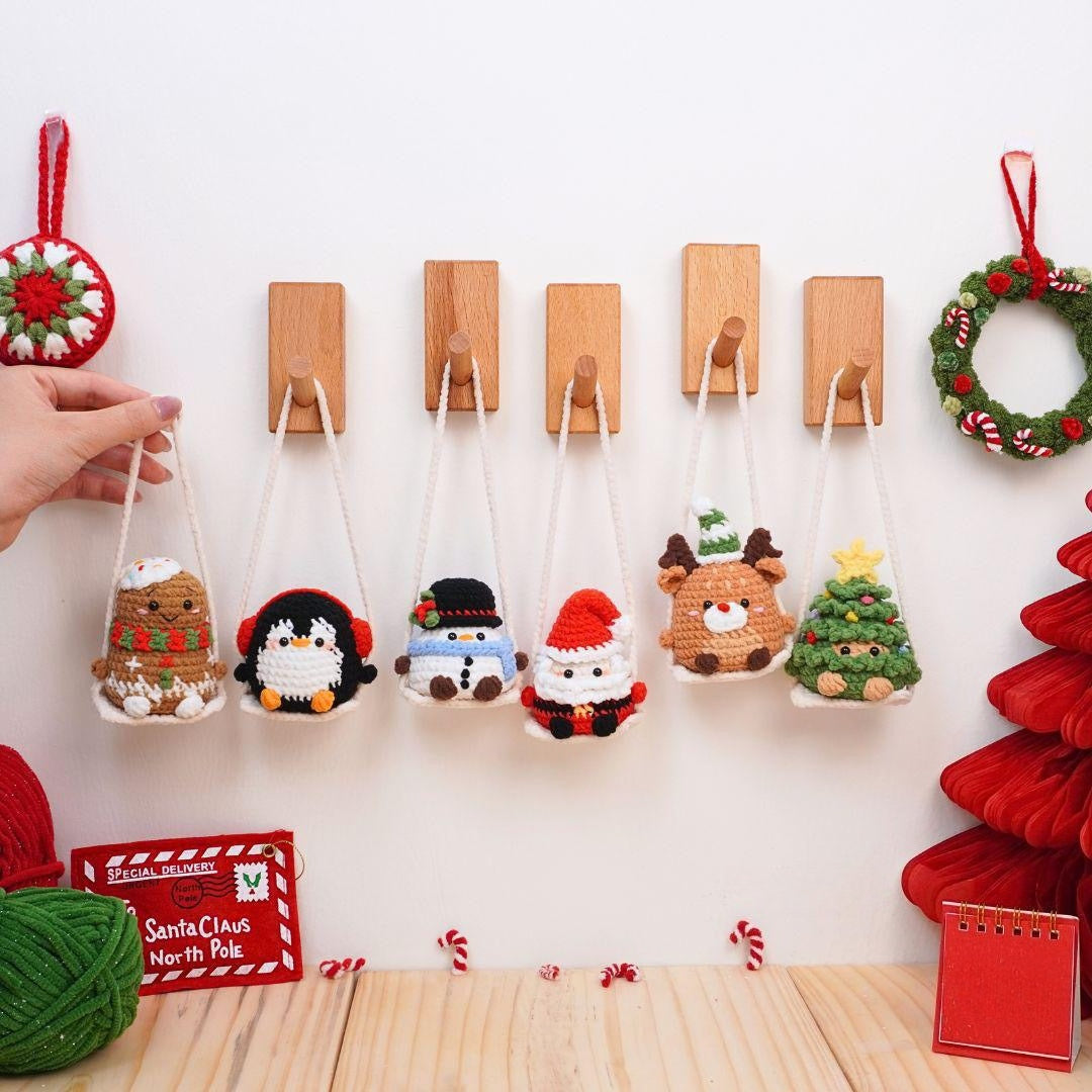 Handmade Crochet Christmas Swing Ornament Holiday Decor