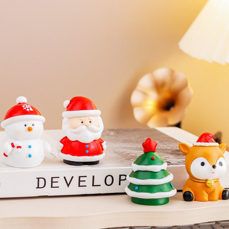 Resin Christmas Miniature Figurines Holiday Tabletop Decor