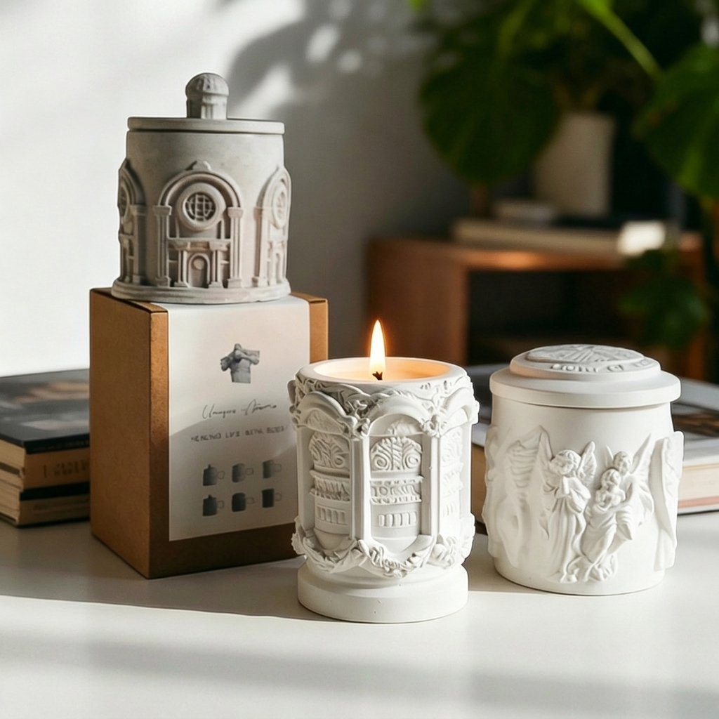 Plaster Candle Holder Scented Wax Candle Decorative Gift