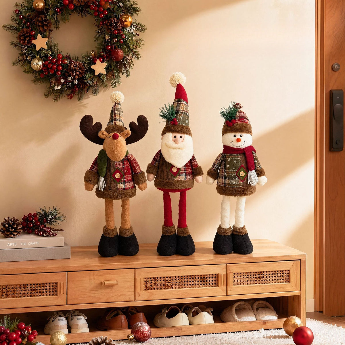 Christmas Extendable Leg Plush Doll Holiday Decoration