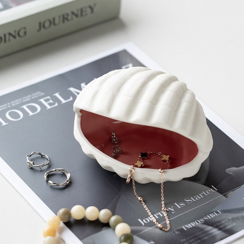 Ceramic Seashell Jewelry Tray Decorative Trinket Dish