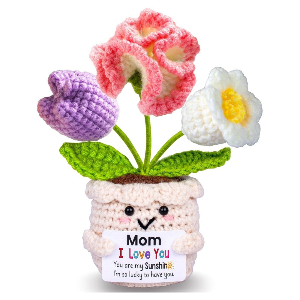 Handmade Crochet Flower Bouquet Plush Positive Gift