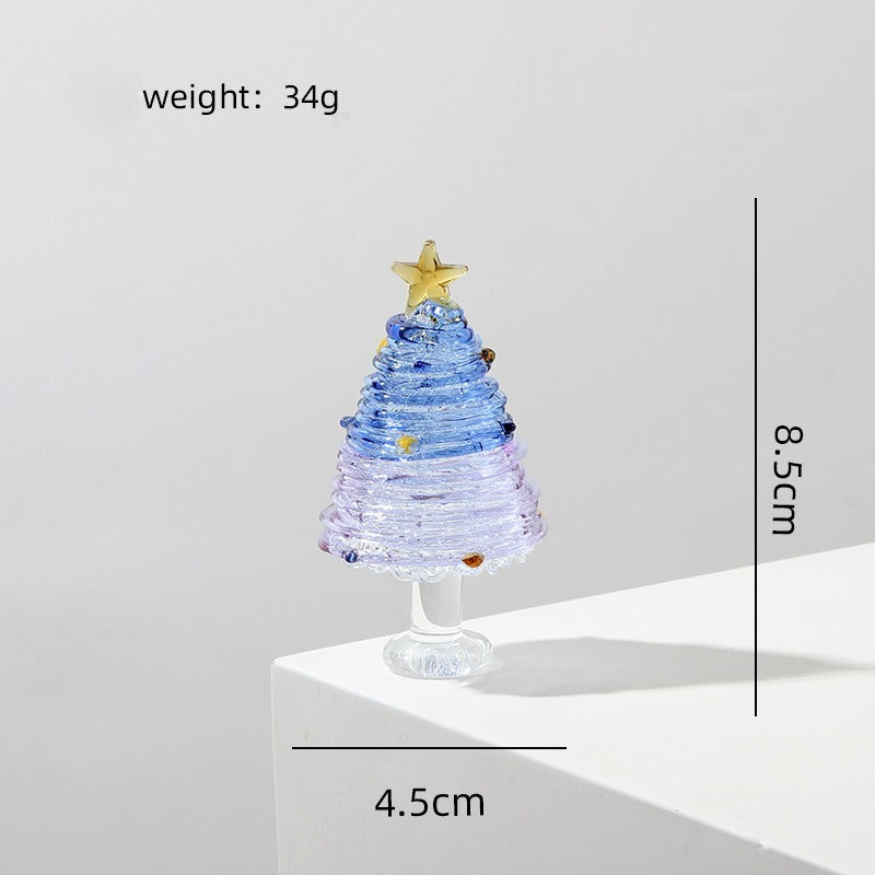 Glass Christmas Tree Tabletop Decoration Holiday Home Decor