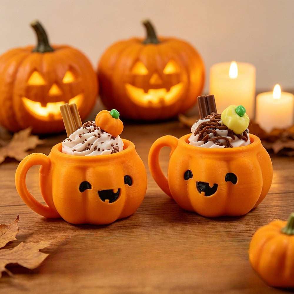 Halloween 3D Printed PLA Pumpkin Cup Keychain Fidget Charm
