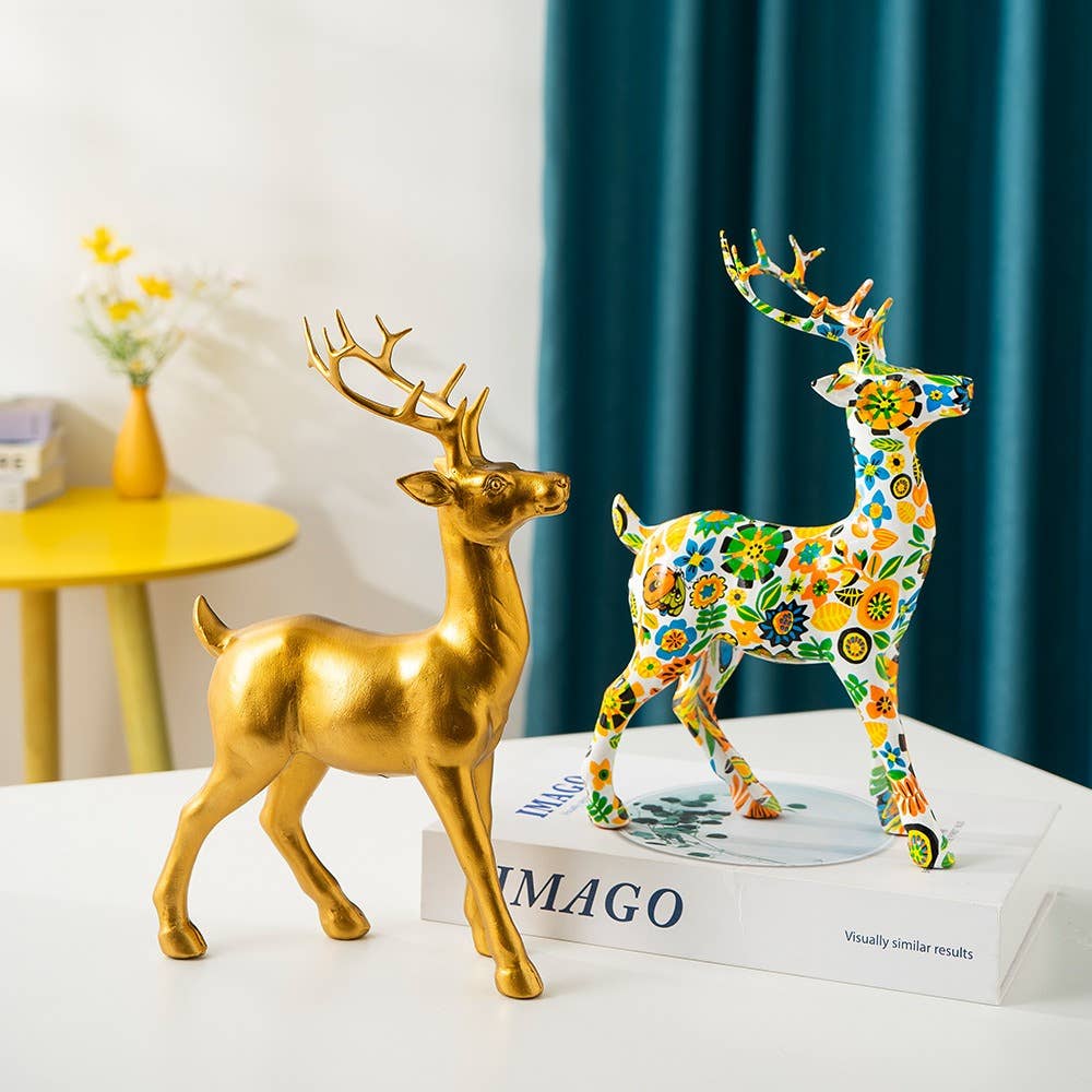 Nordic Resin Deer Sculpture Modern Home Decor Ornament