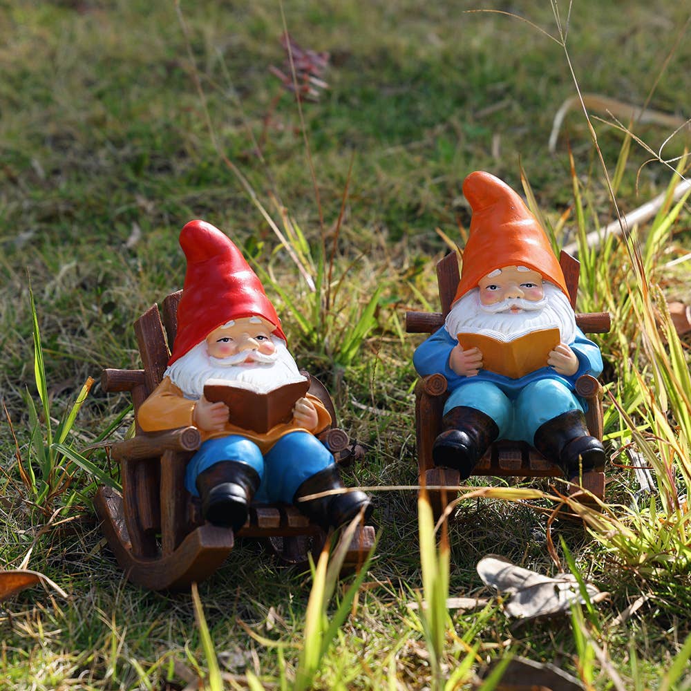 Reading Gnome Resin Figurine Garden Fairy Yard Decor