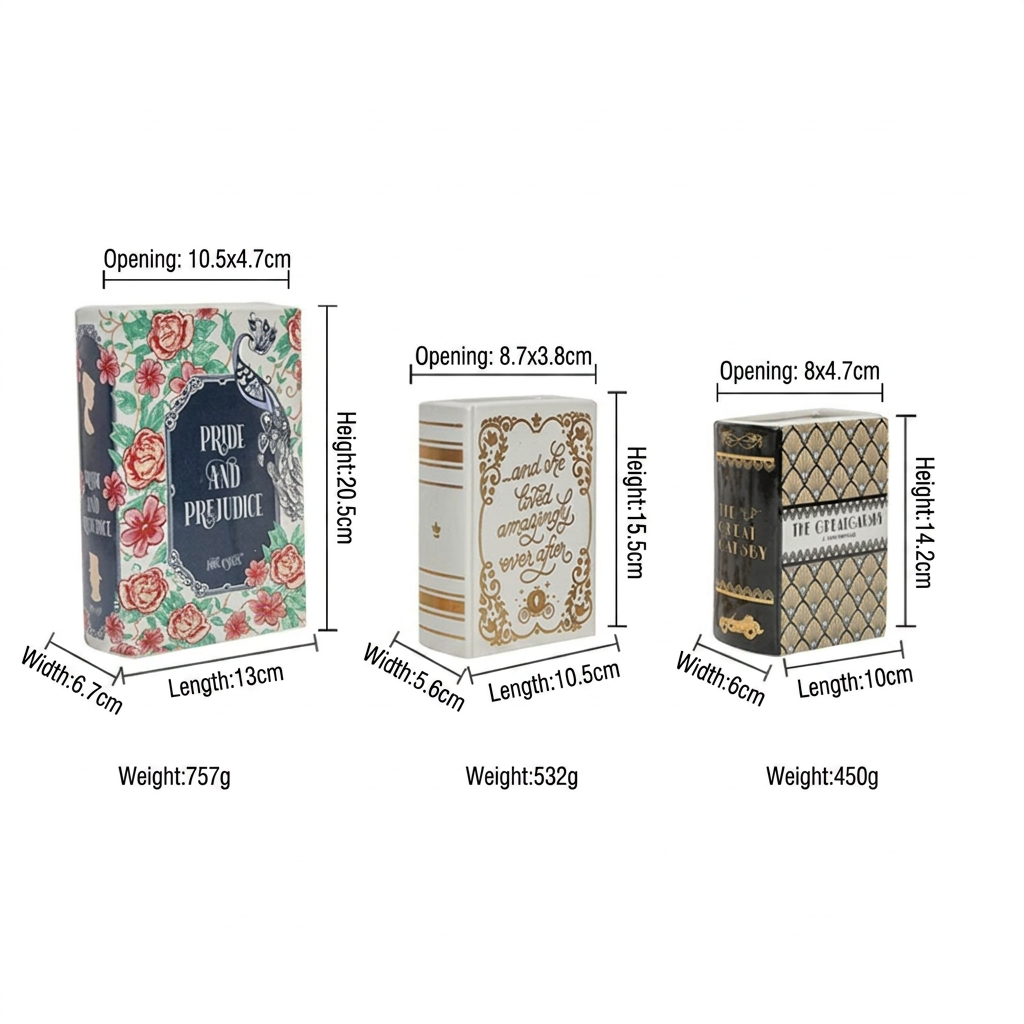 Ceramic Book Vase Decorative Flower Vase Home Shelf Decor