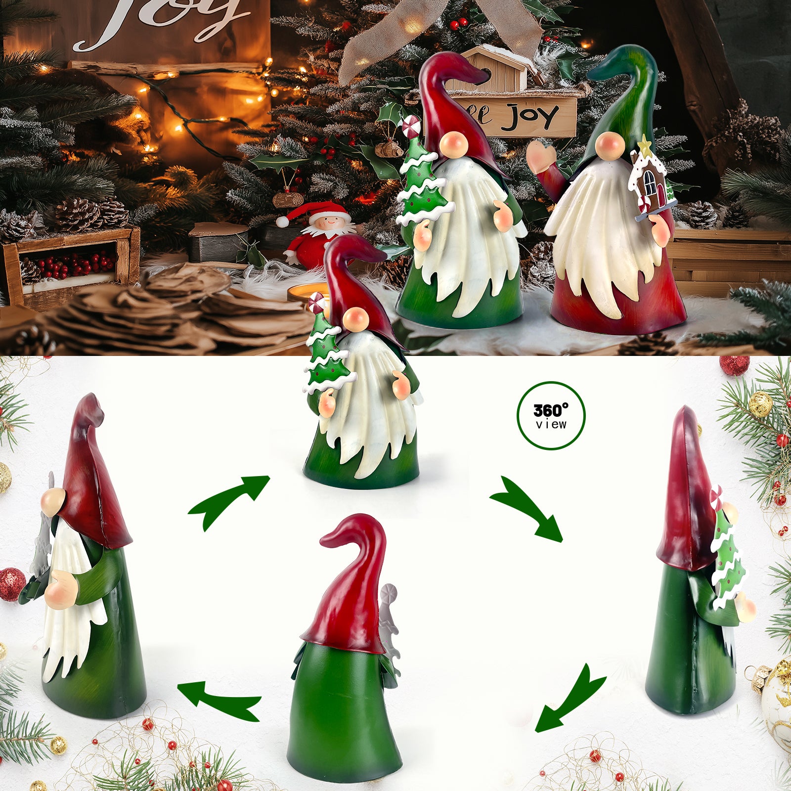 Christmas Gnome Garden Stakes Set of 2 Outdoor Decor