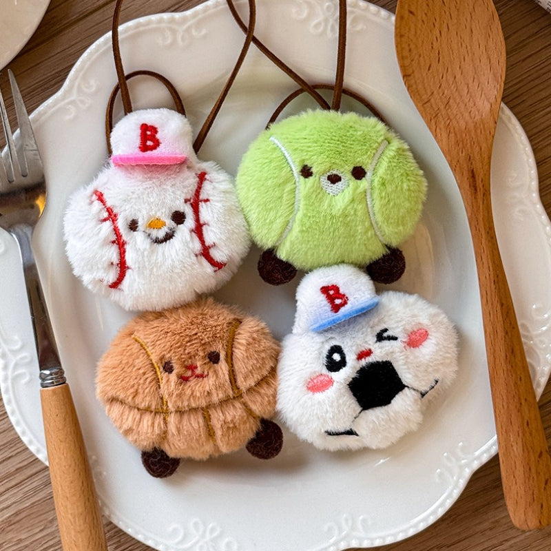 Plush Sports Ball Keychain Bag Charm Cute Keyring Pendant