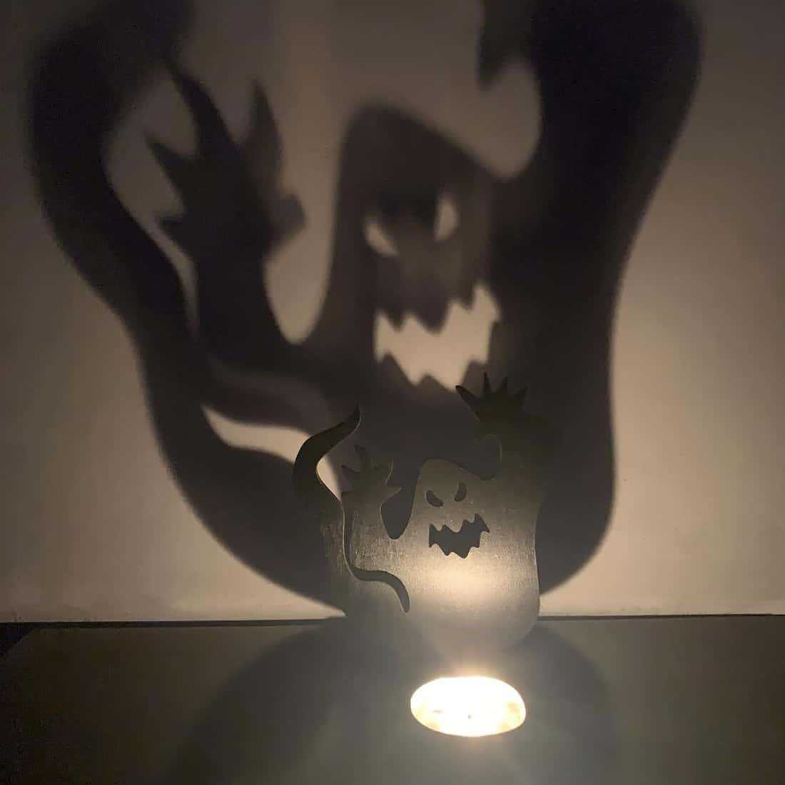 Halloween Wooden Ghost Candle Holder Tabletop Decor