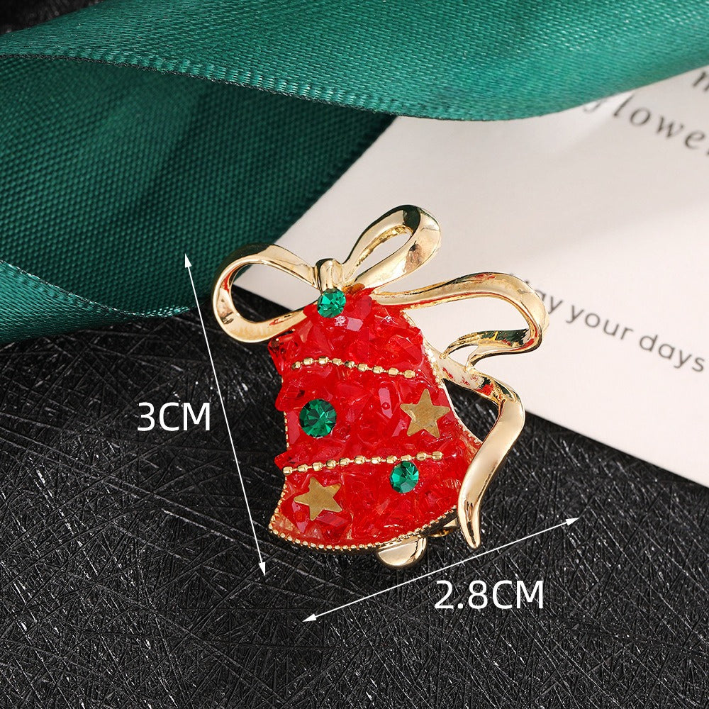 Christmas Alloy Holiday Brooch Set Festive Pin