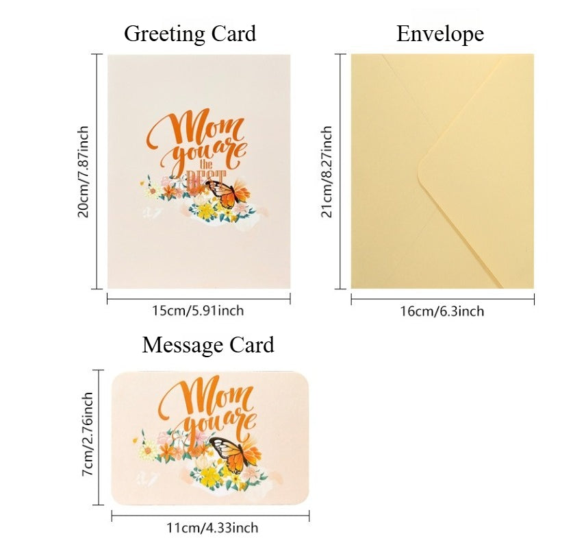 Mothers Day 3D Pop Up Card Best Mom Floral Greeting