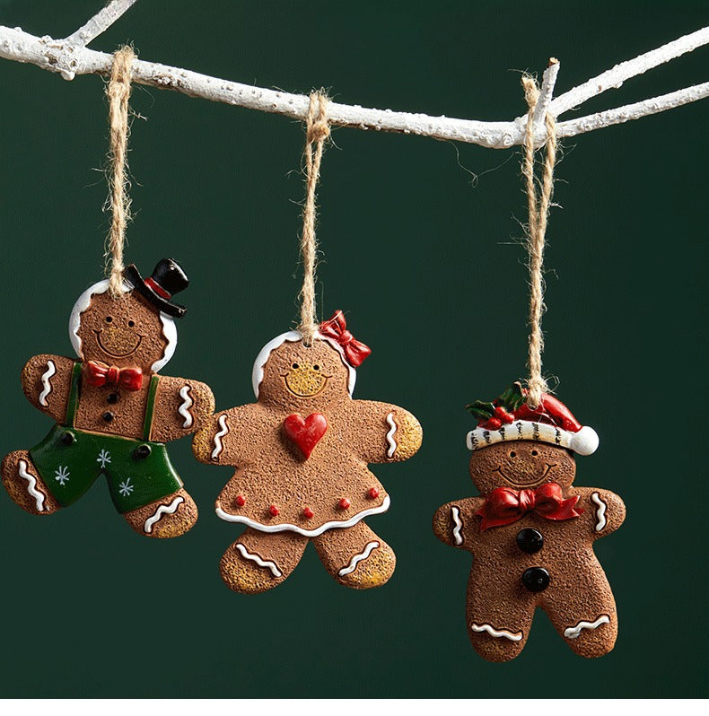 Resin Gingerbread Christmas Ornament Holiday Tree Hanging Decor