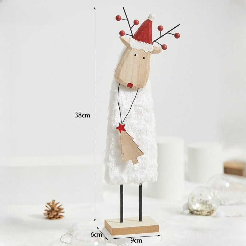 Wooden Wool Felt Christmas Reindeer Tabletop Decoration