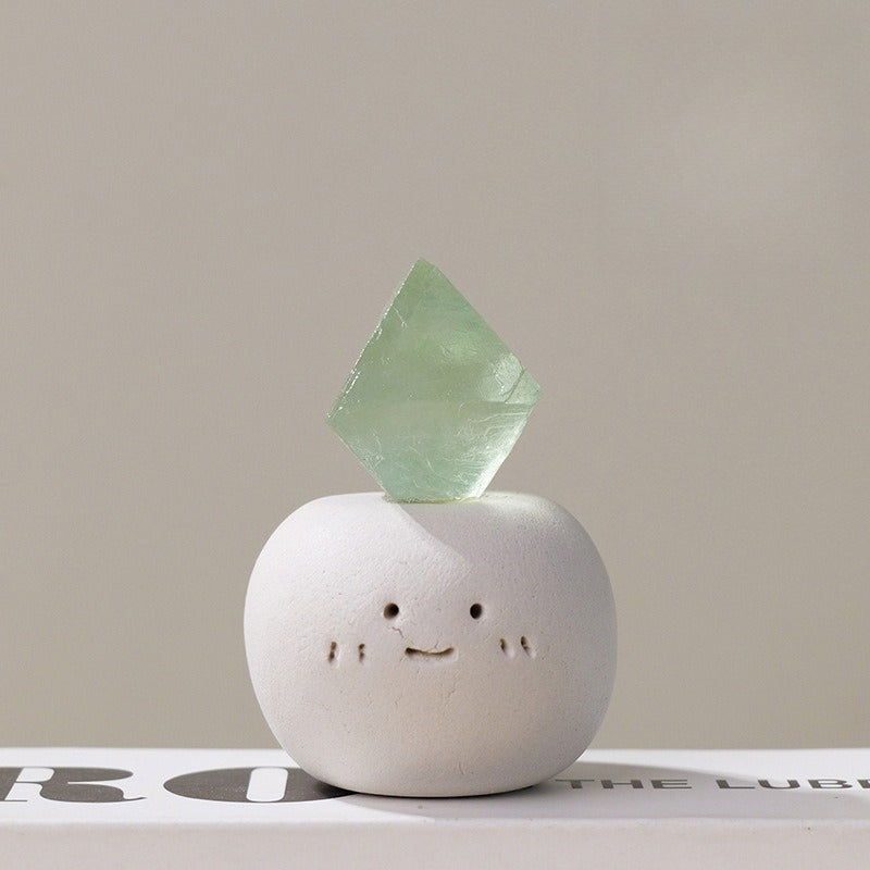 Crystal Stone Mineral Decor with Clay Character Base