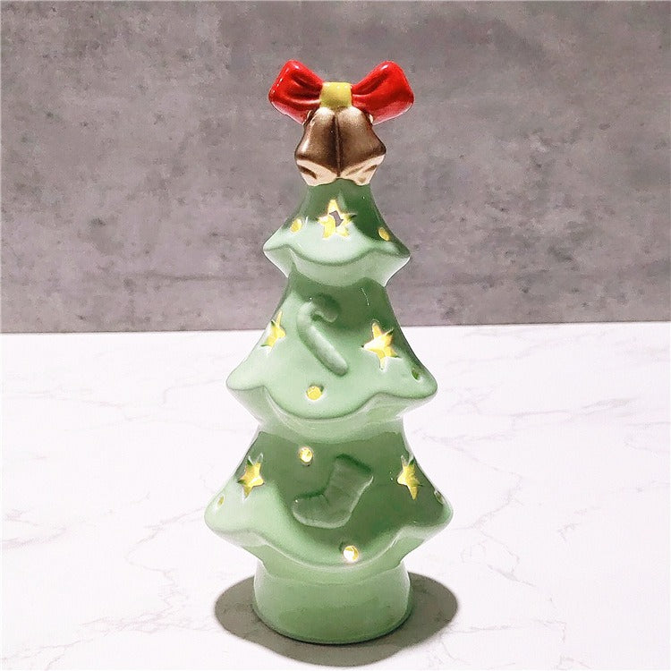 Ceramic Christmas Tree LED Night Light Holiday Table Decor