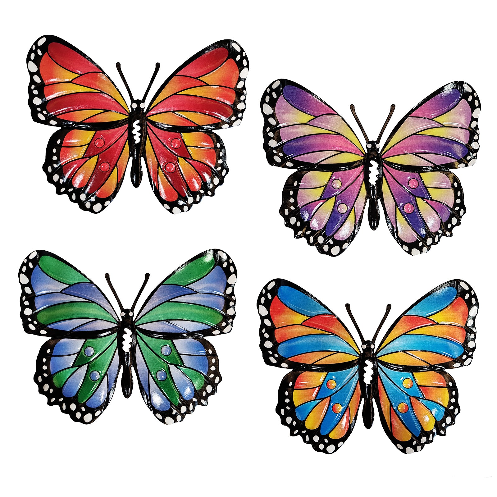 Colorful Metal Butterfly Wall Decor Set of 4 Indoor Outdoor