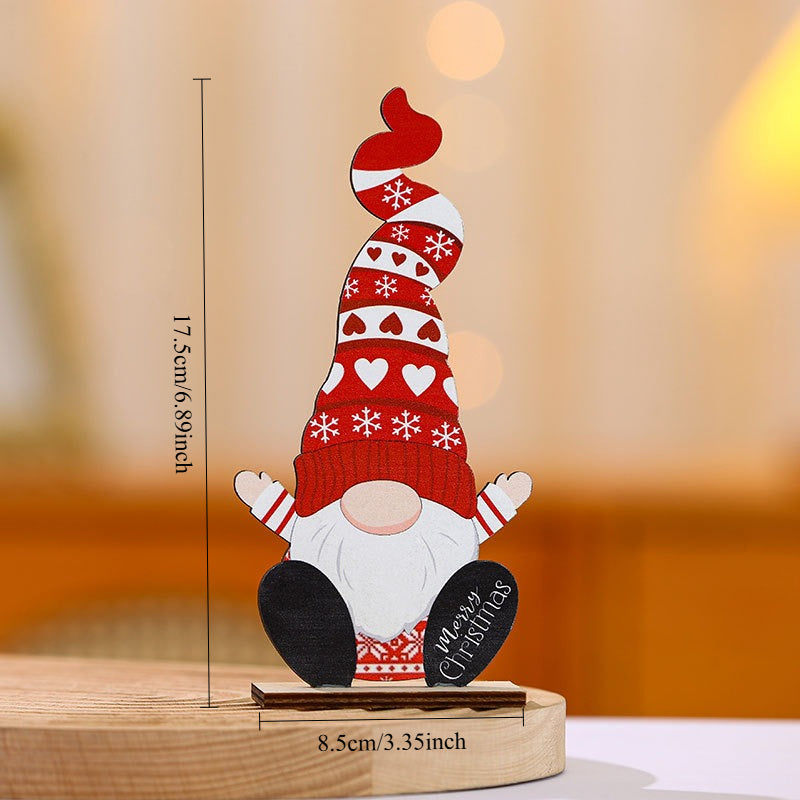 Christmas Gnome Wooden Tabletop Figurine Holiday Decor