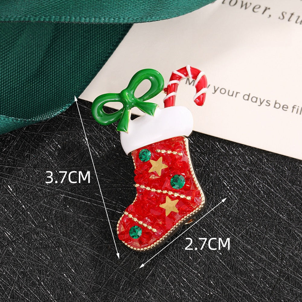 Christmas Alloy Holiday Brooch Set Festive Pin