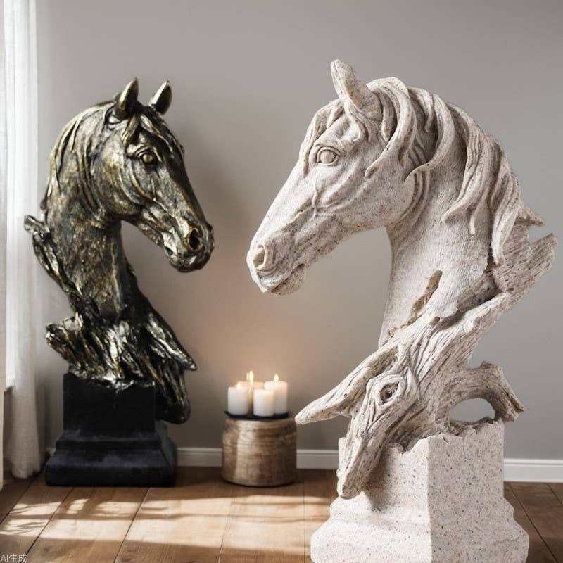 Vintage Horse Head Resin Sculpture Home Office Decor