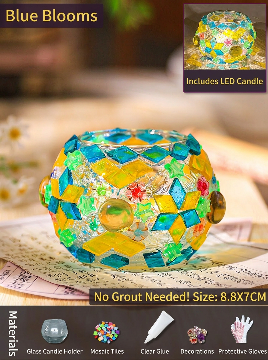 DIY Mosaic Lamp Kit Glass Art Craft Night Light Project