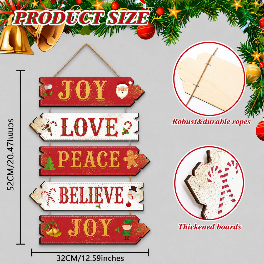 Wooden Christmas Holiday Wall Decor Hanging Ornament