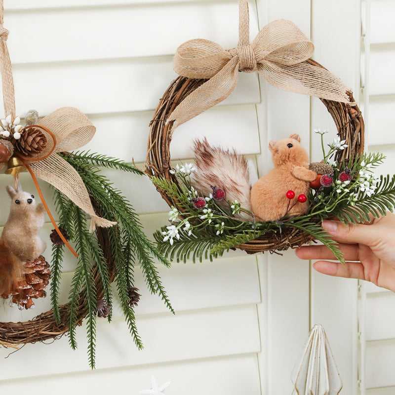 Rustic Christmas Squirrel Wreath Front Door Decor